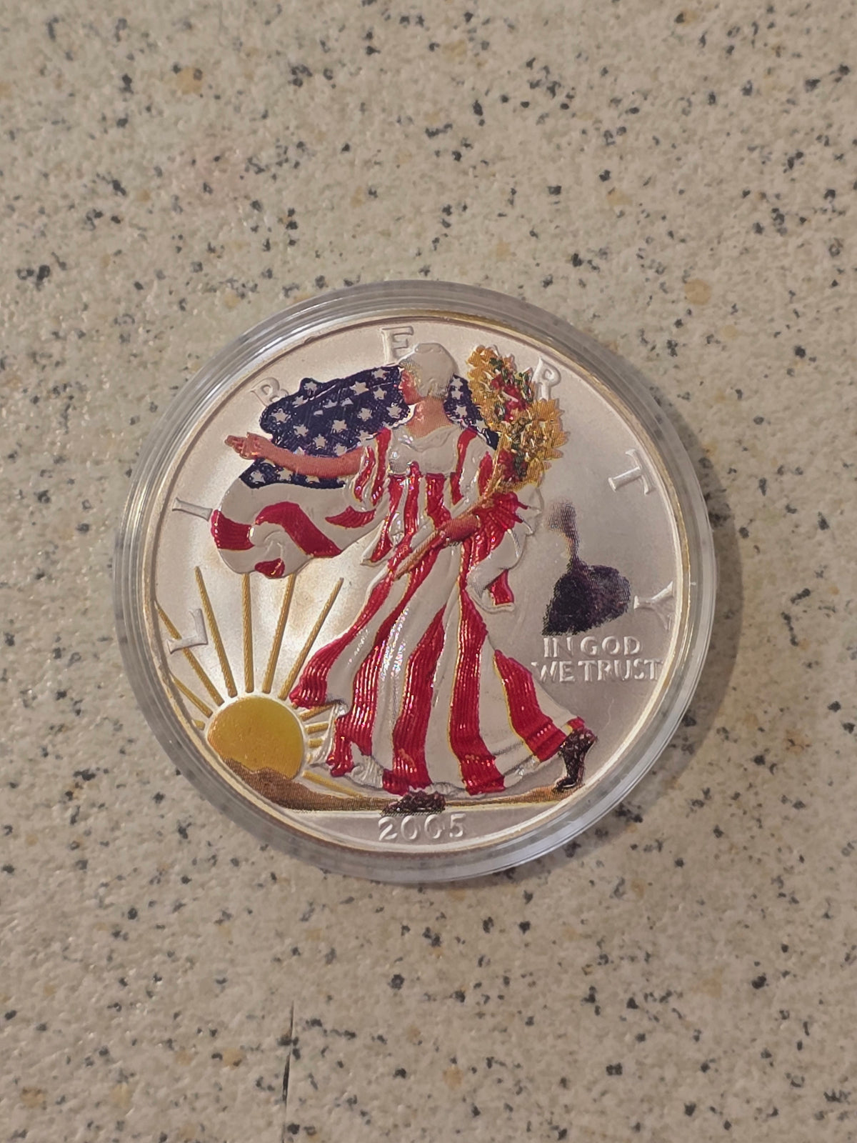 2005 Coloured Walking Liberty, Steam Train Privy 1oz