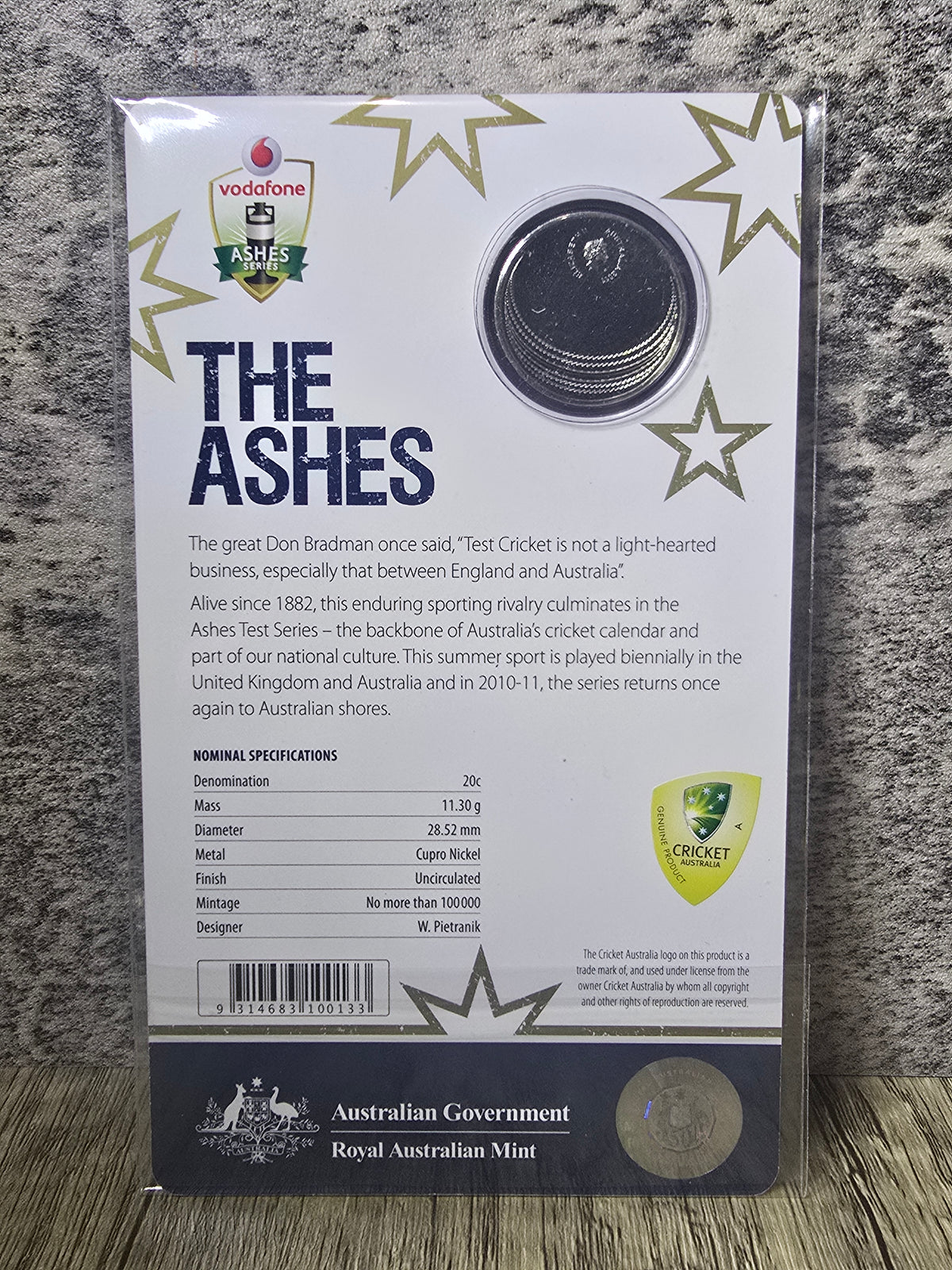 The Ashes 2011 20c card