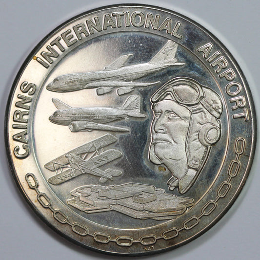 1984 Cairns International Airport Silver Medallion, Issued by: Cairns Port Authority, A.J. Parkes