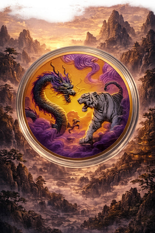 Dragon v White Tiger Battle 5oz Copper