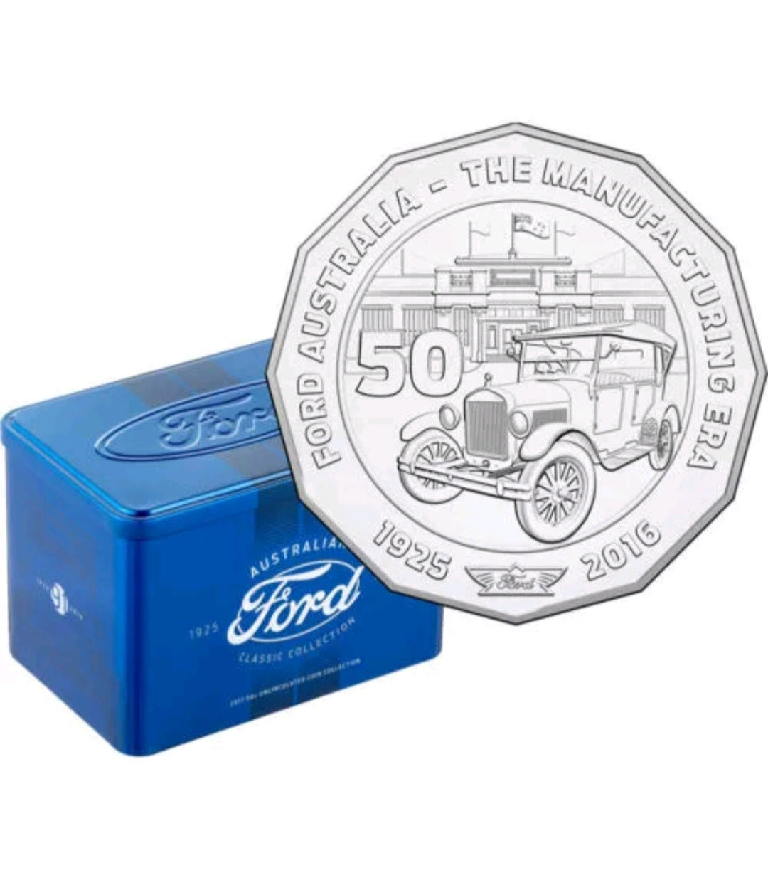 Ford Manufacturers 12-coin 50c card tin set
