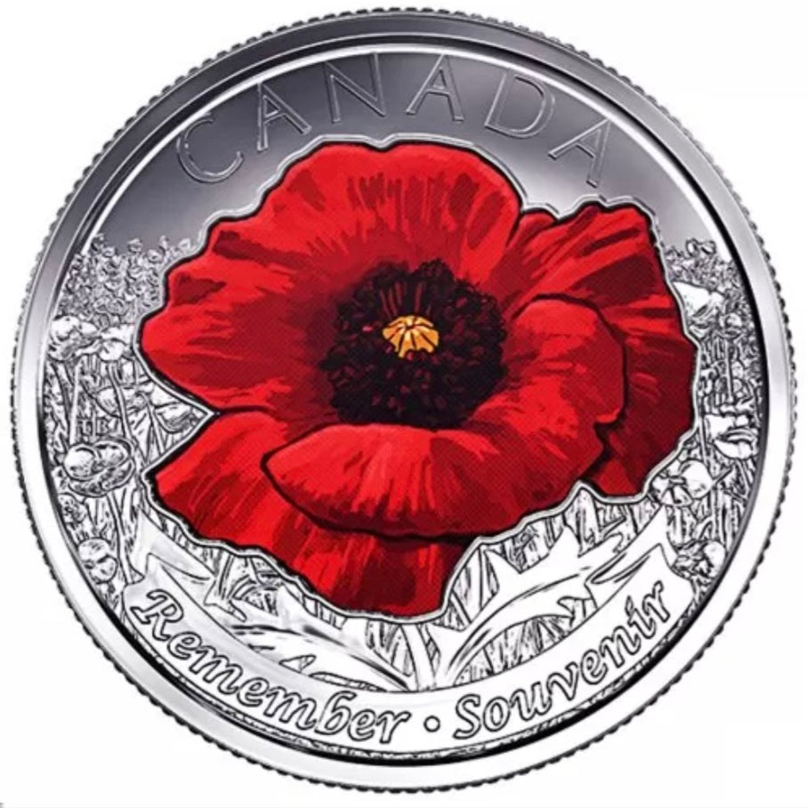 Canada 2015 Remembrance Red Poppy Quarter UNC (Coloured)