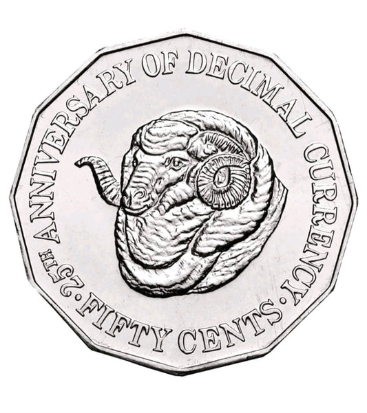 1991 Rams Head 50c (25th Anniversary of Decimal Changeover) UNC