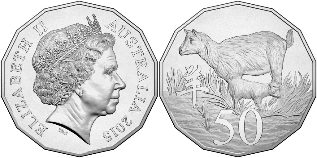 2015 50c Lunar Goat UNC tetradecagon