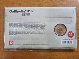 Gallipoli WW1 Centenary Perth Stamp and Coin Show Overprint (x/75) $1 PNC 2015