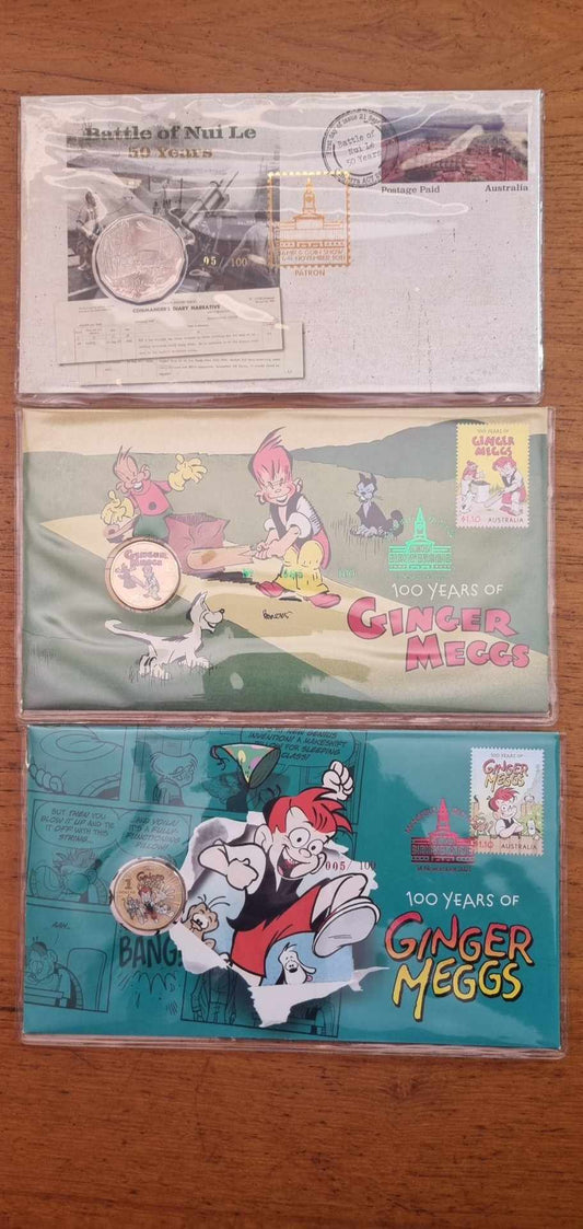 Ginger Meggs / Nui Le - Brisbane Stamp and Coin Show OVP Matching Serial Set (005/100) OVP Set 2021