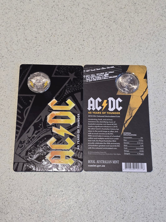 ACDC 45th Anniversary coloured 50c 2018
