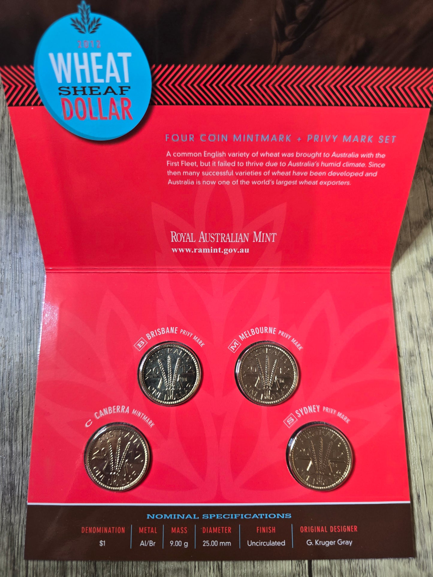 2012 WheatSheaf $1 4-coin Mintmark/Privy Set