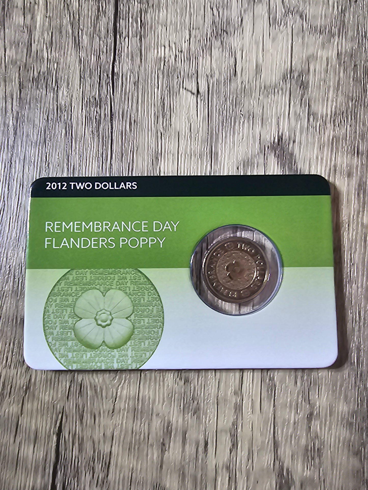 Downies Card $2 Gold Poppy Remembrance Card 2012
