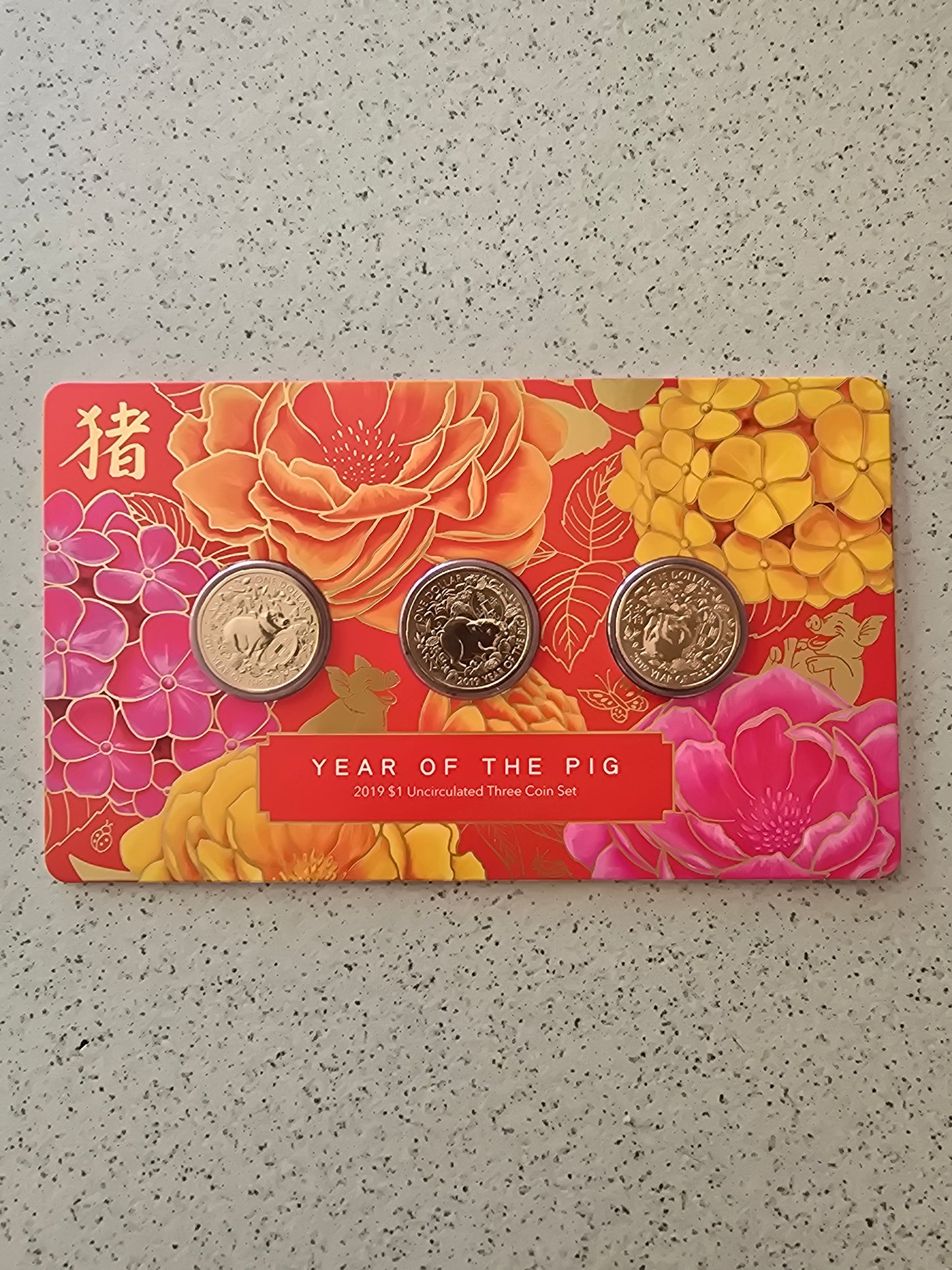Lunar Pig 2019 $1 x 3 coin card