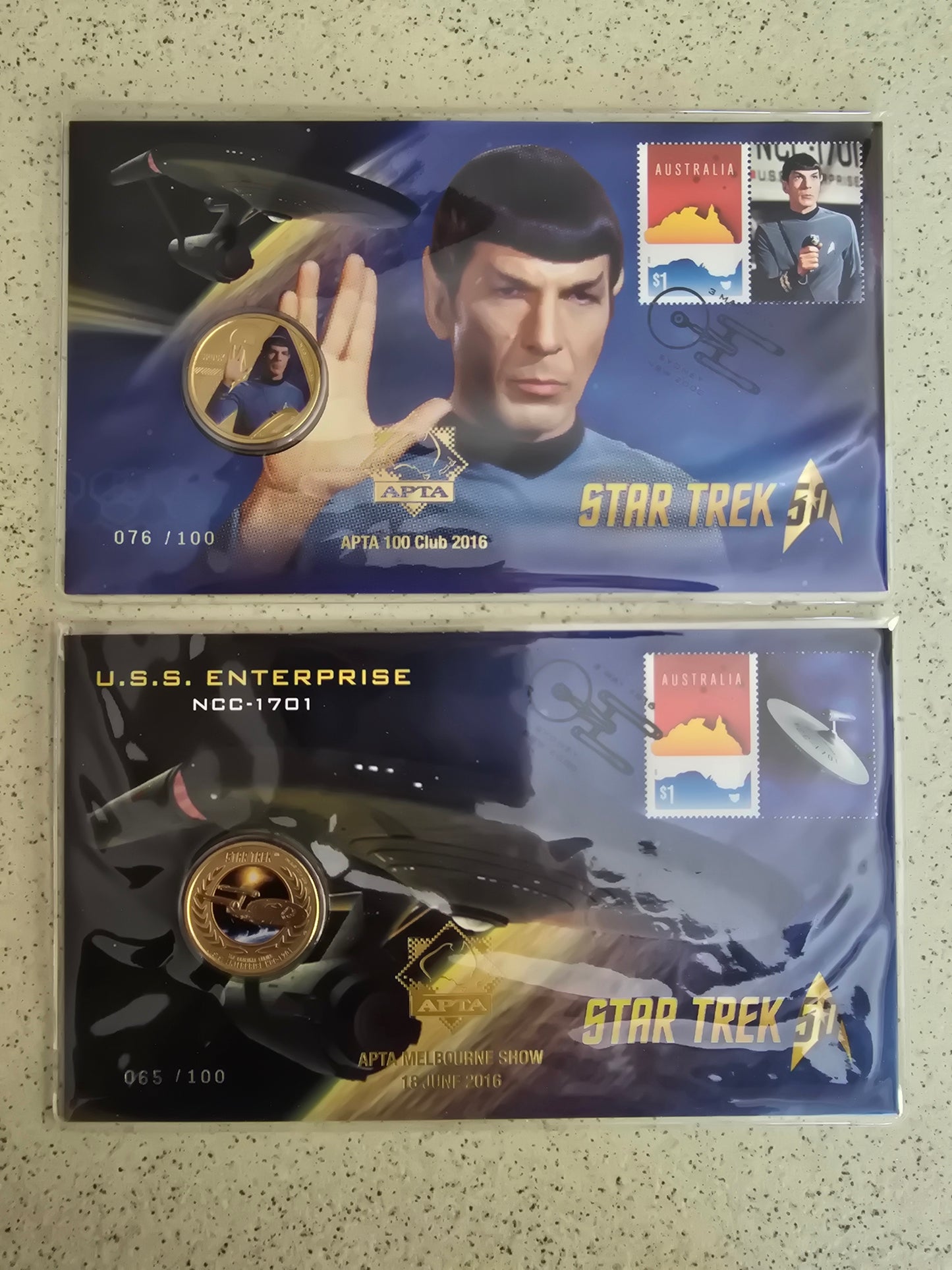 Star Trek APTA 100 Club PNCs (Spock / Enterprise)