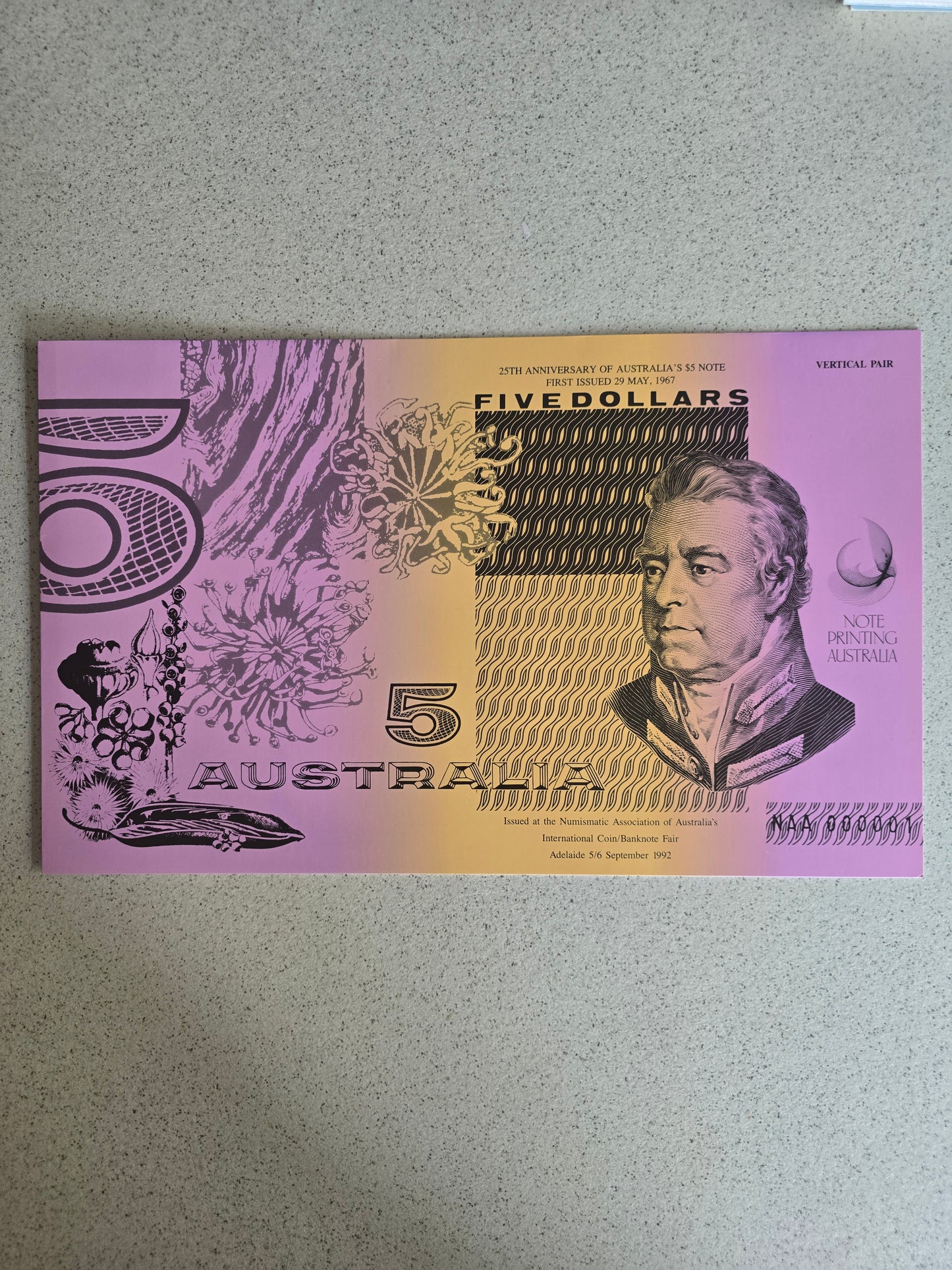 $5 25th Anniversary NAA Verticle Pair 1992