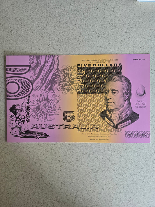 $5 25th Anniversary NAA Verticle Pair 1992