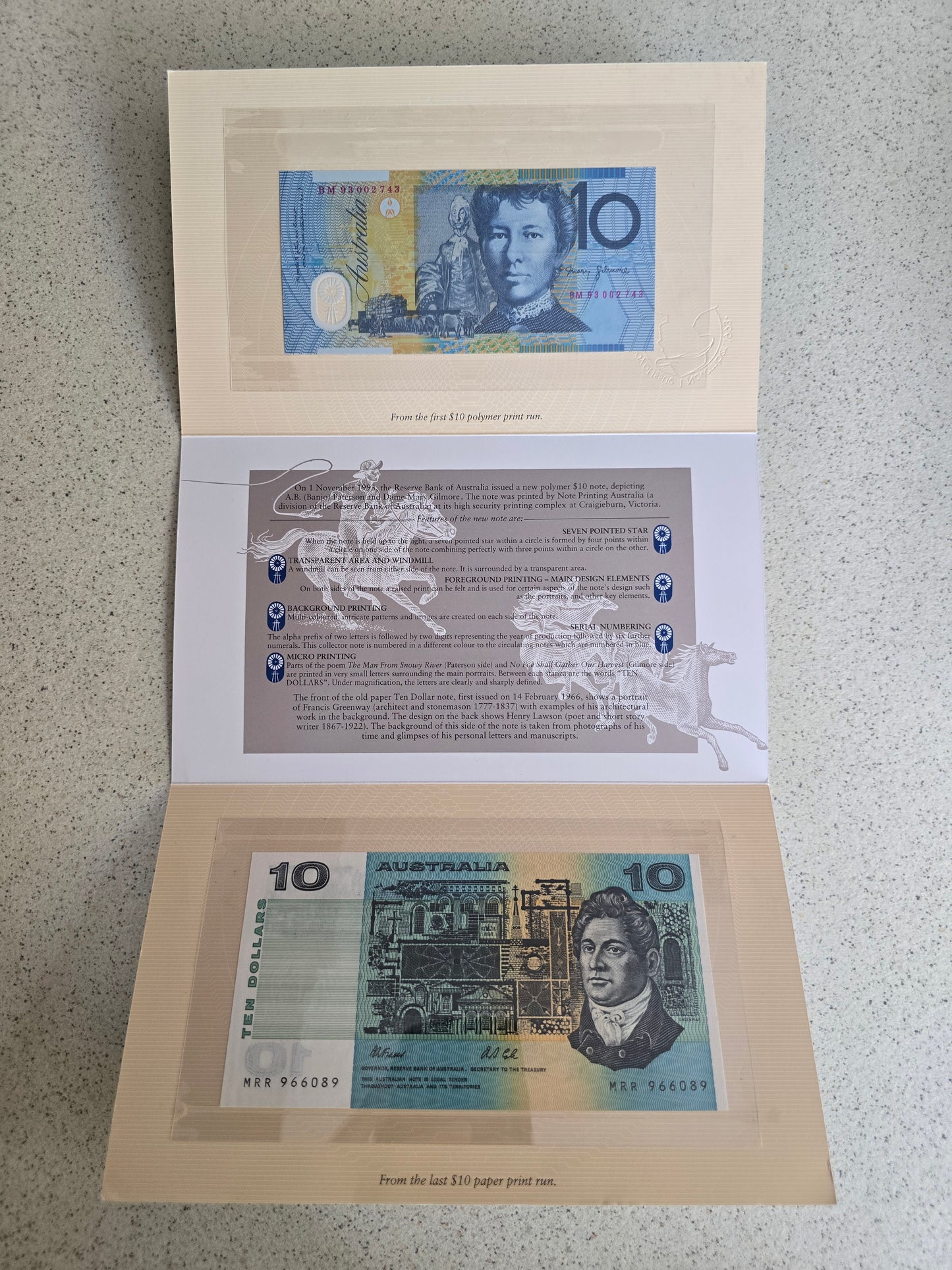 $10 NPA folio Embossed Cover, First-Last, 1993 issue