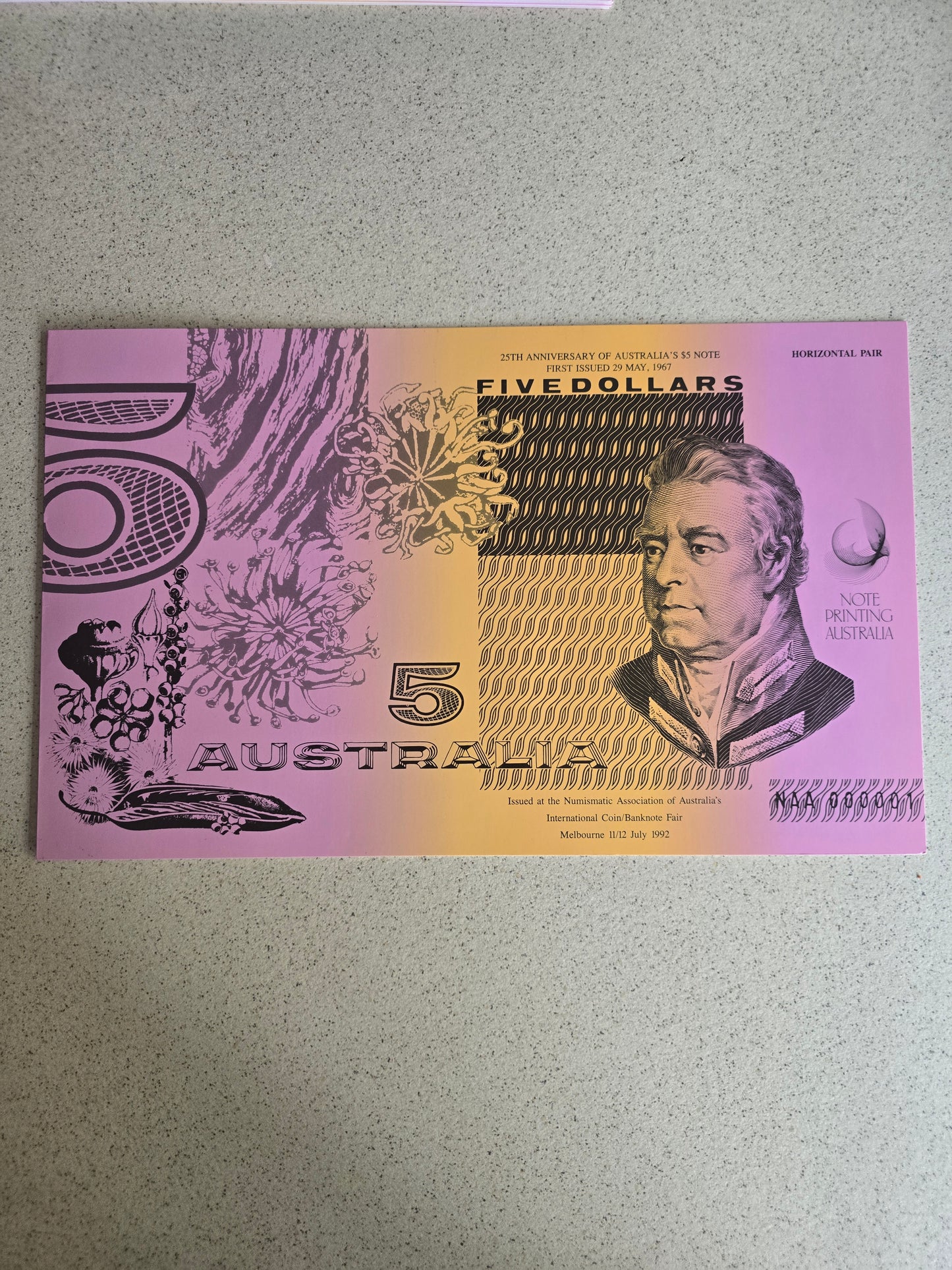 $5 25th Anniversary NAA Horizontal Pair 1992