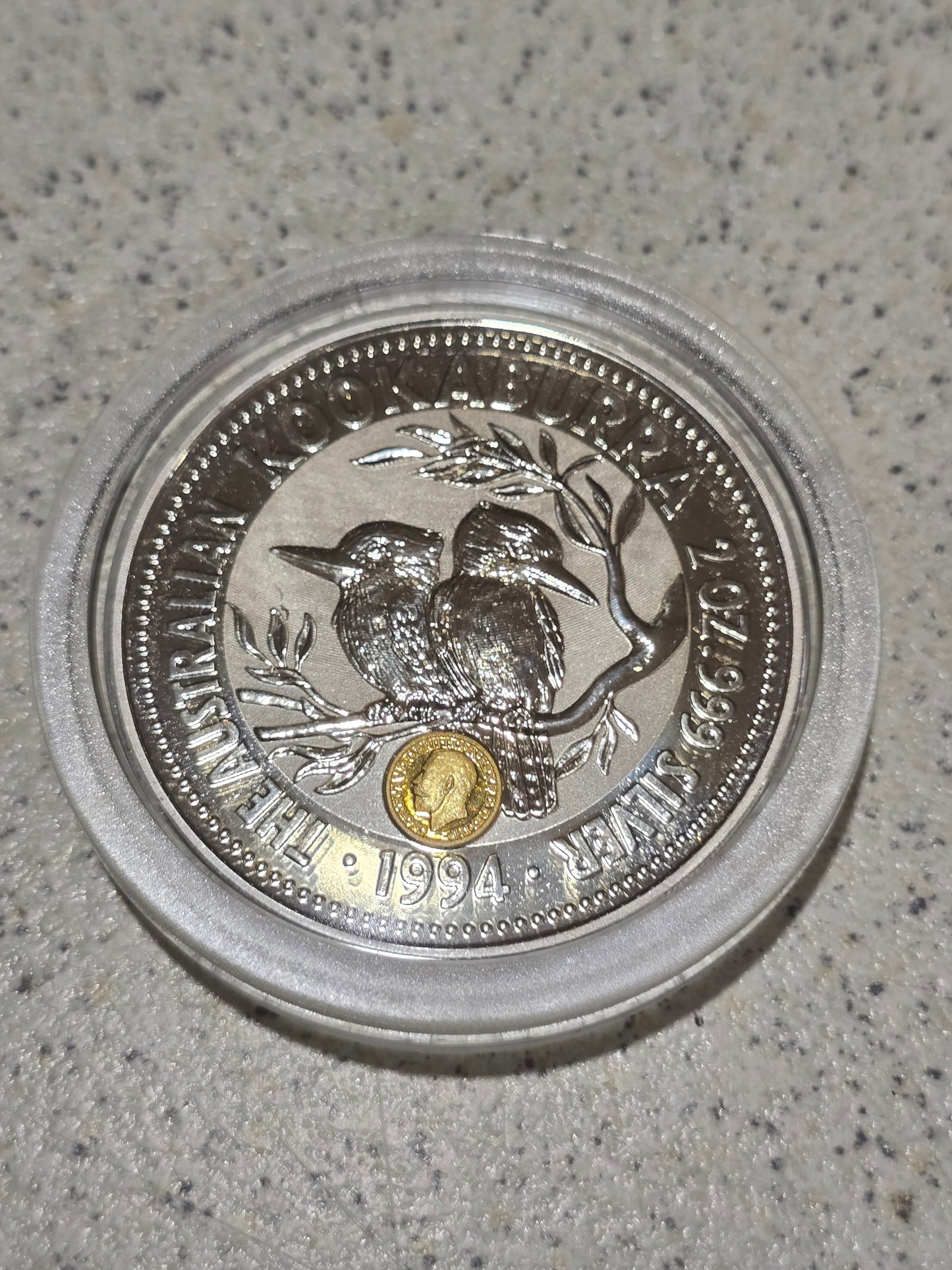 George V sovereign NAA Perth gold insert privy kookaburra 2oz 1994
