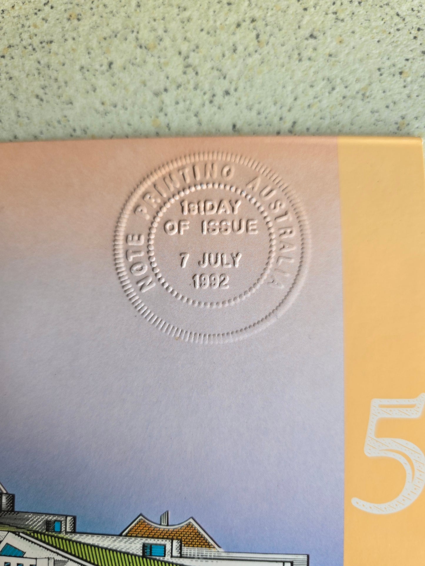 $5 NPA Folio Embossed Cover, First-Last 1992 issue