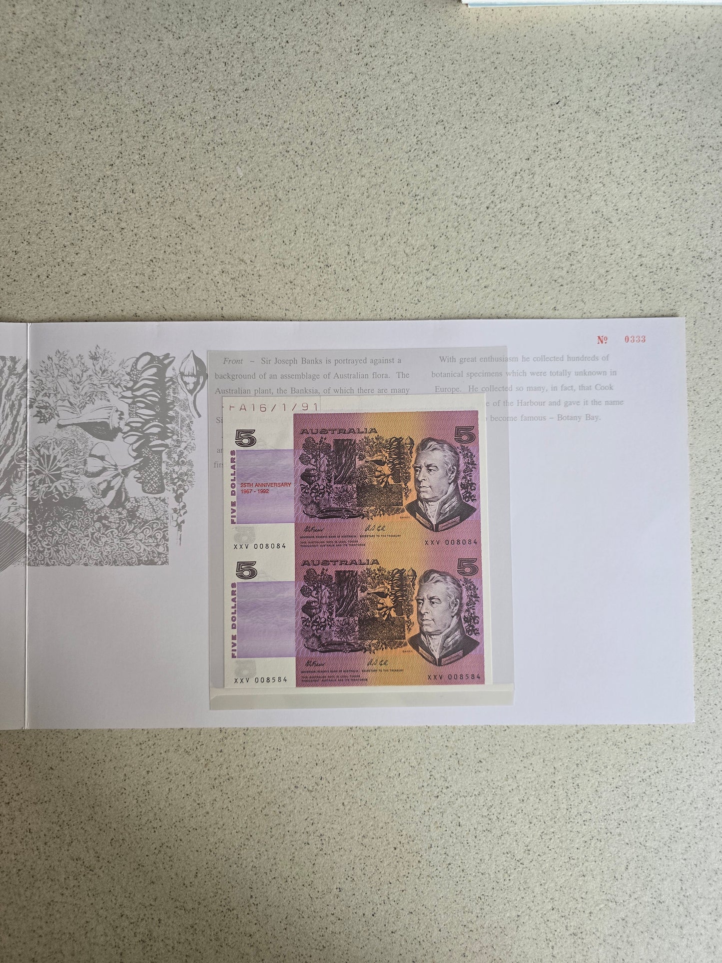 $5 25th Anniversary NAA Verticle Pair 1992