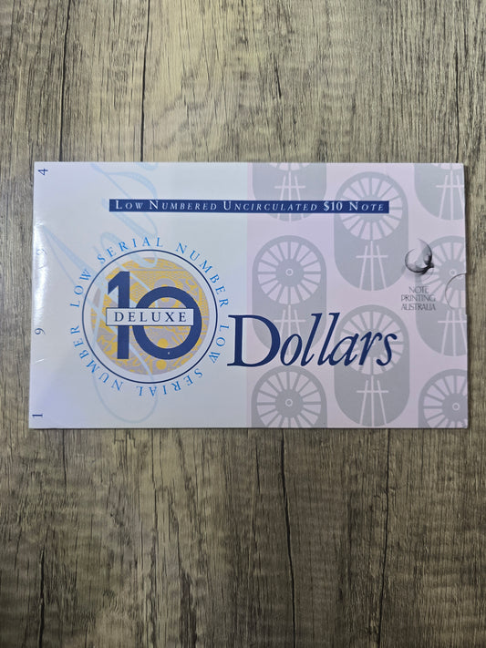$10 Low Numbered Serial 1994 NPA Folder (Blue Serial)