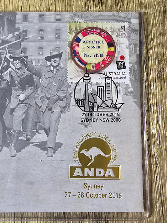 ANDA Sydney Welcome Home Armistice Centenary of WW1 $1 PNC 2018