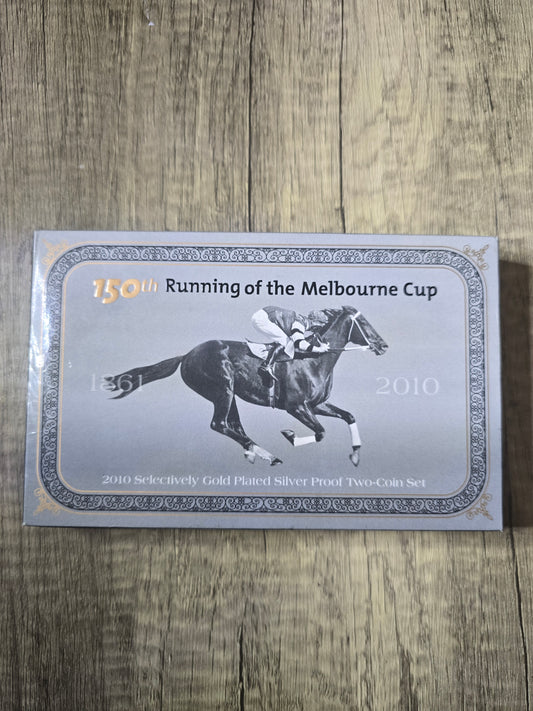 150th running of Melbourne Cup proof set, gold gilded silver 50c 2010