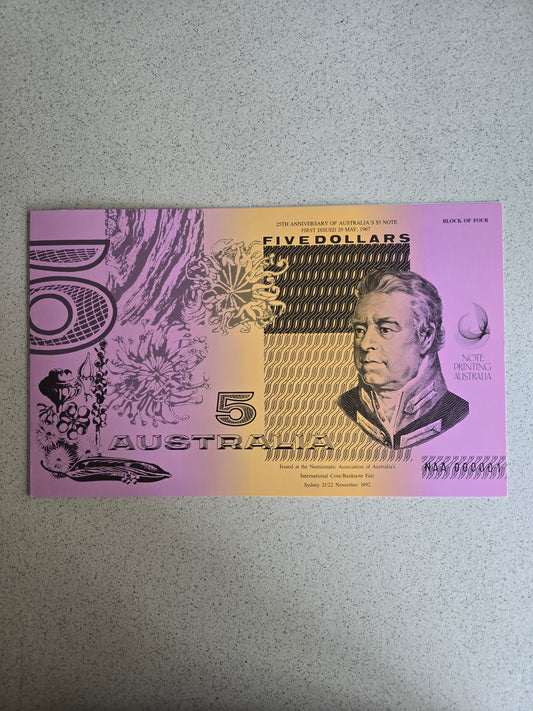 $5 25th Anniversary NAA Block of Four 1992