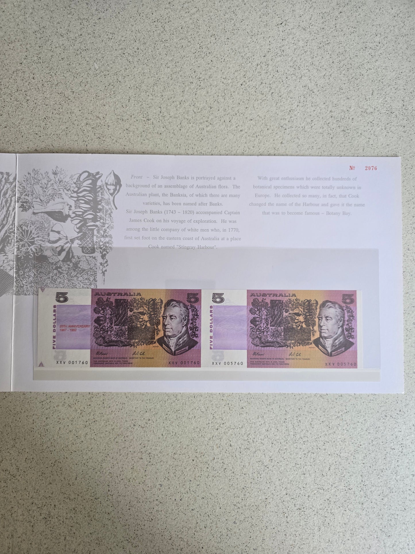 $5 25th Anniversary NAA Horizontal Pair 1992