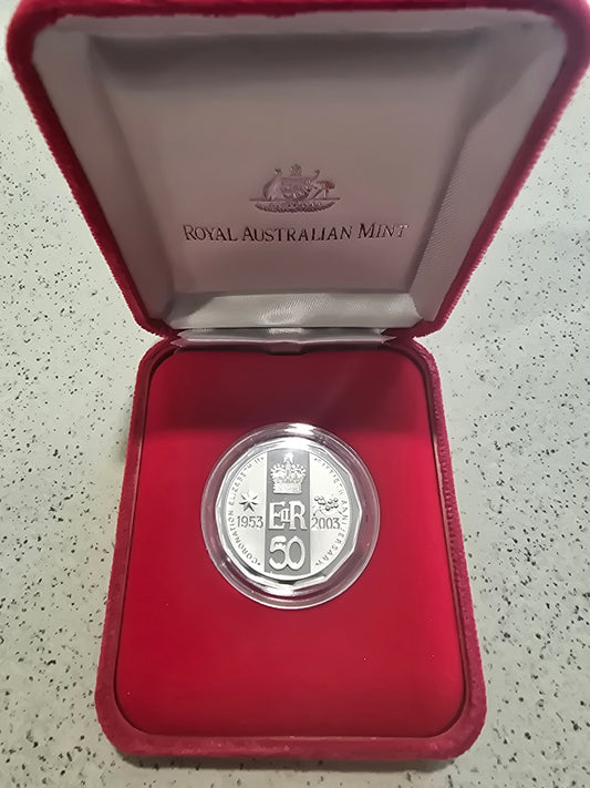 Queens Coronation 50c silver proof 2003