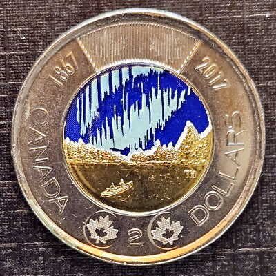 Dance with the Spirits - Glow in the Dark (Snow Capped Trees Variety) 2017 Canada Toonie $2 UNC