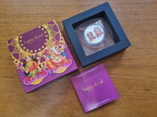 Diwali 1oz coloured silver (in frame) 2019