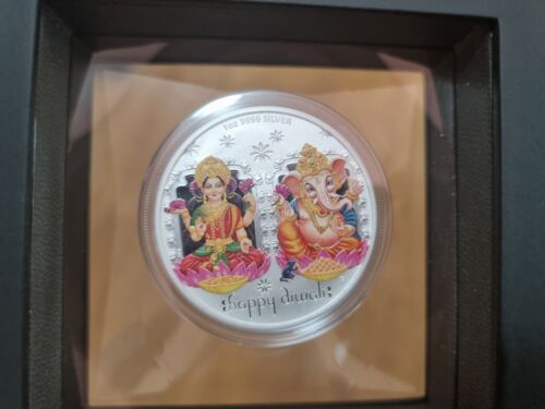 Diwali 1oz coloured silver (in frame) 2019