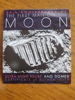 Pobjoy Mint 1 Crown - High Relief Domed 2oz Silver, 50th Anniversary Man Walking on the Moon 2019