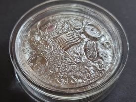 Pobjoy Mint 1 Crown - High Relief Domed 2oz Silver, 50th Anniversary Man Walking on the Moon 2019