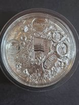 Pobjoy Mint 1 Crown - High Relief Domed 2oz Silver, 50th Anniversary Man Walking on the Moon 2019